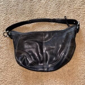 Coach Black Leather Y2K Mini Soho Hobo Shoulder Bag Purse #9541